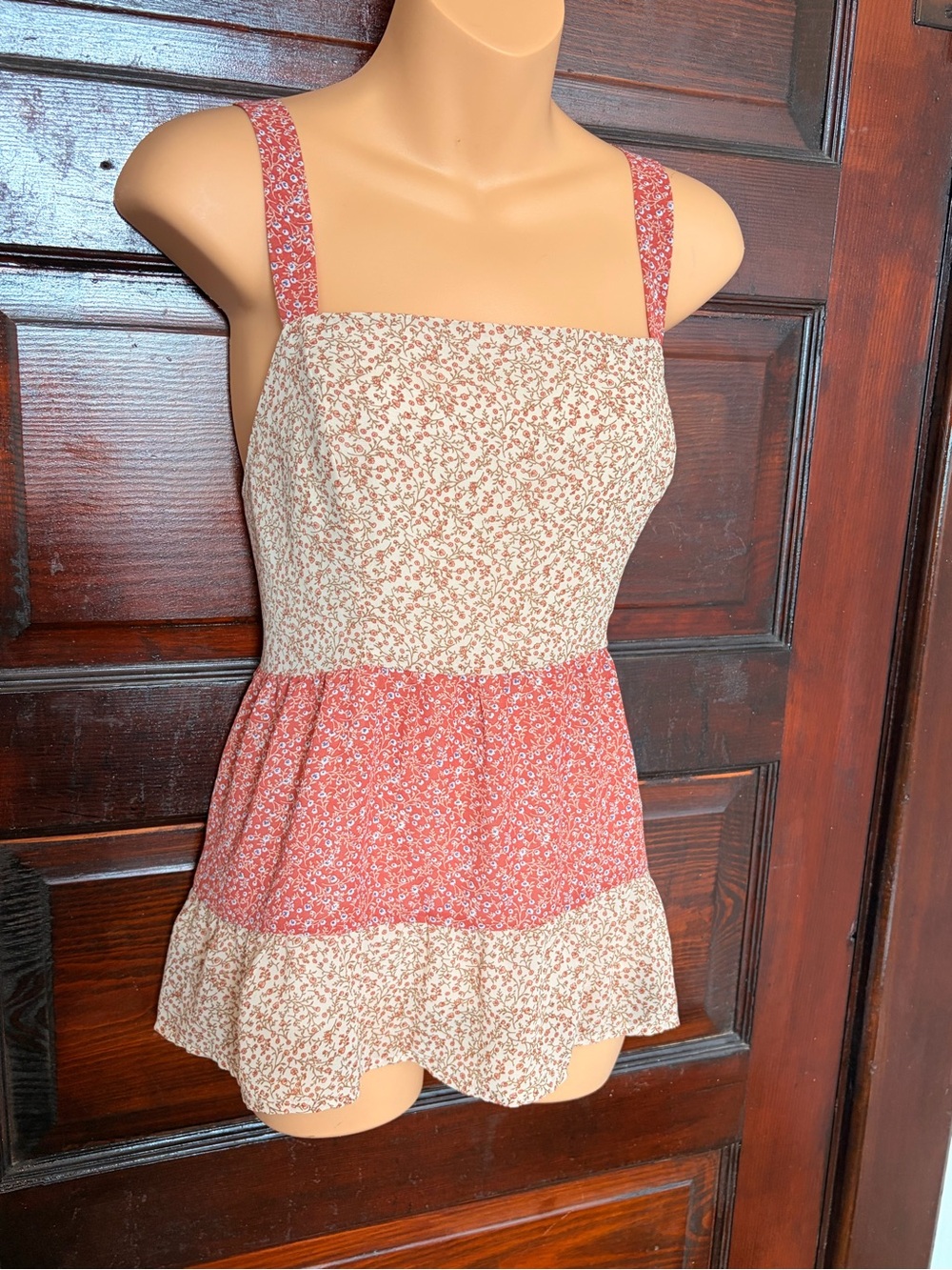 Paper Crane Rust and Cream Floral Tiered Sundress